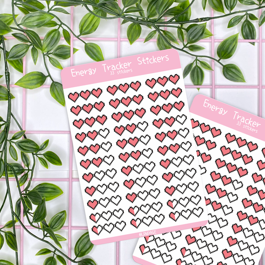 Pixel Heart Energy Tracker Sticker Sheet