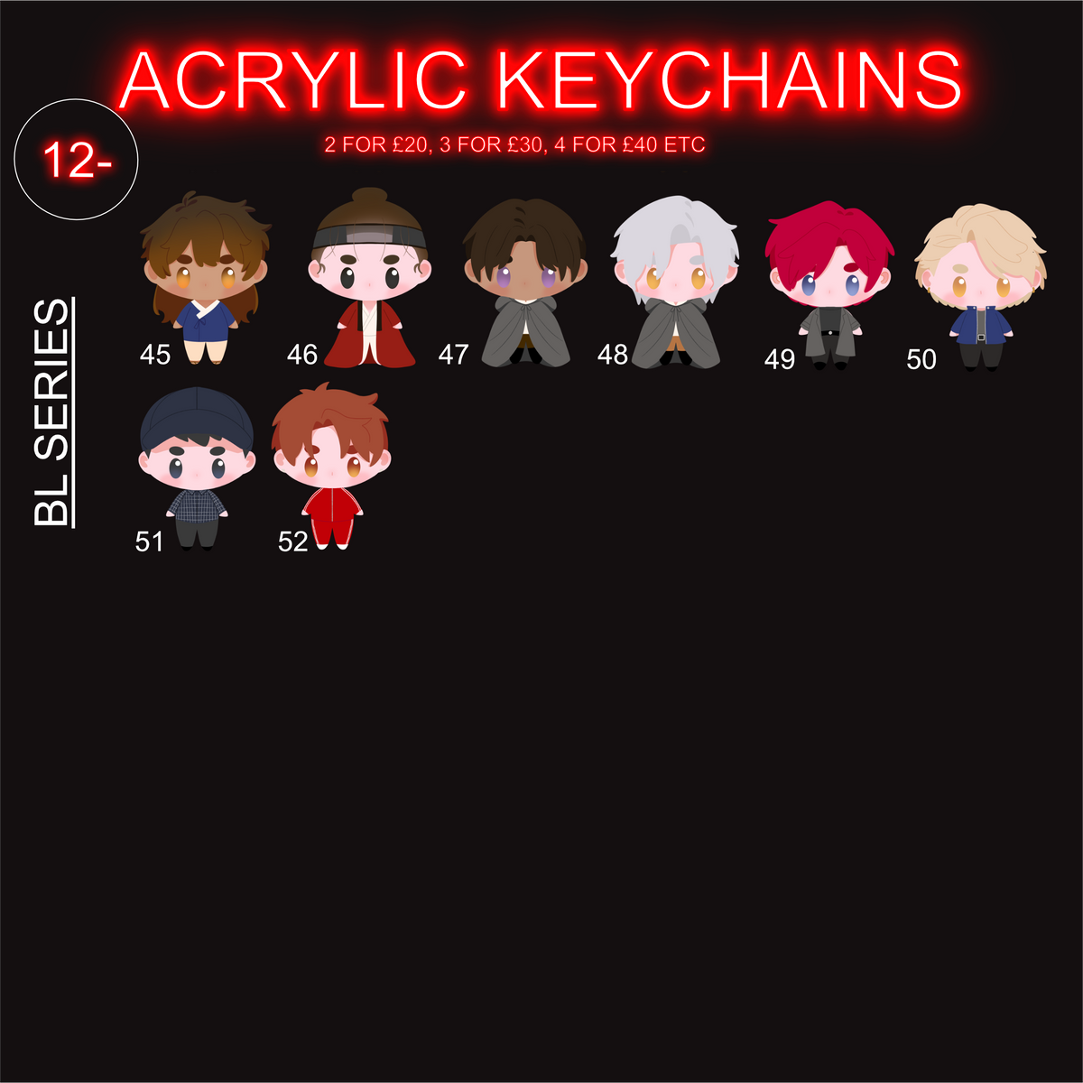 BL Character Keychains (pre-order)