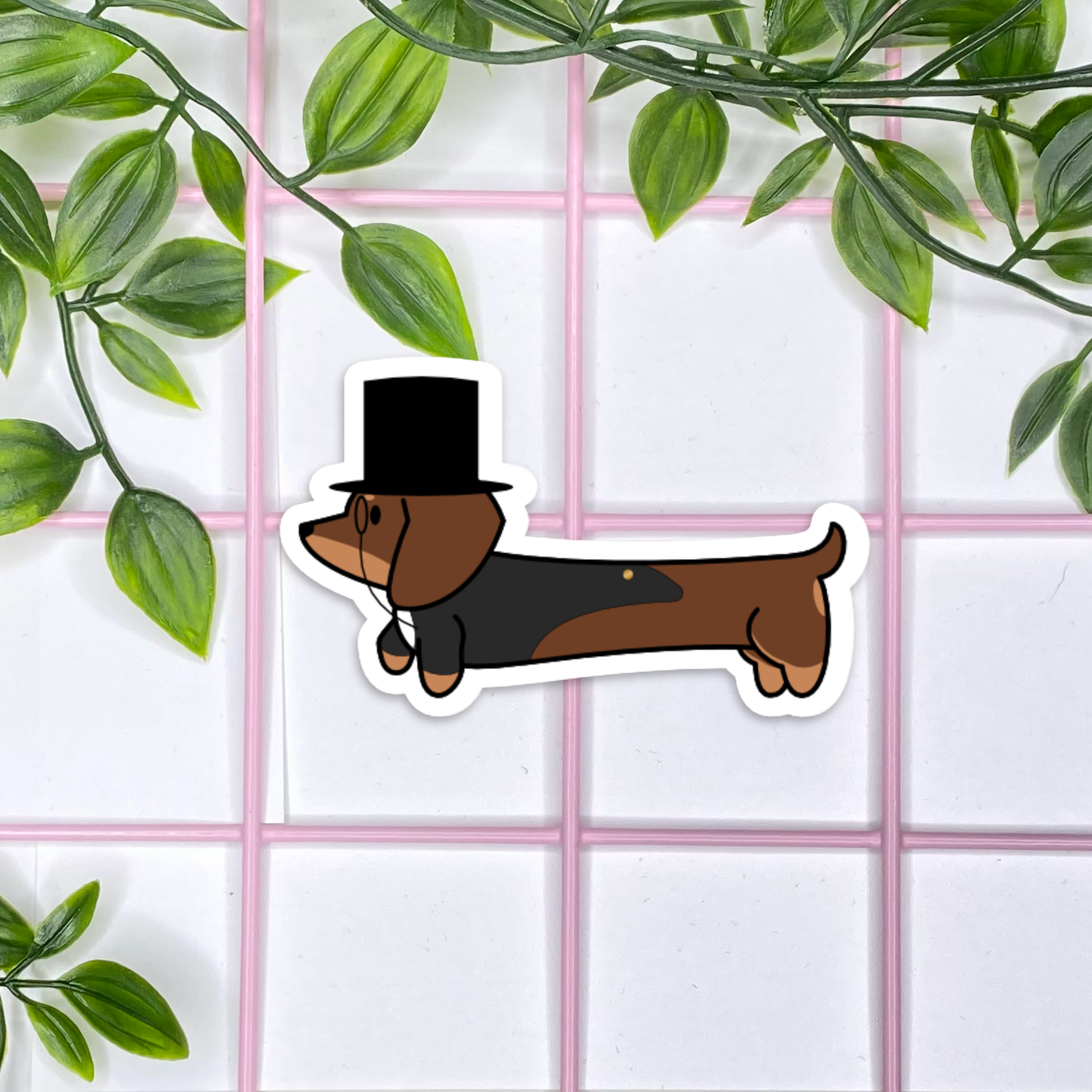 Dapper Dachshund Vinyl Sticker